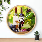 Mozingo ~ Wine Clock for Kitchen Bar Wall It's Wine O'clock Silent Time Gift Home Decor Made In USA, 10" (Hour Marks - None, Clock Frame Color - Natural Wood, Wine Theme #03)