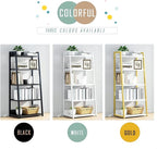 IOTXY 5 Tier Open Bookshelf - Steel and Wood Display Stand, 50CM Width Floor-Standing Bookcase, Gold