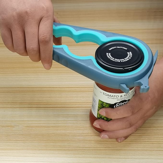 Otstar Jar Opener Bottle Opener and Can Opener for Weak hands, Seniors with Arthritis and Anyone with Low Strength, Mutil Jar Opener Get Lids Off Easily (Blue and Grey)