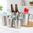 Newness 2-Pack Stainless Steel Measuring Cups Set, Metal Measuring Cup | (3 Marking Including Cup/ML/Oz Scale)(2 & 3 Cup) Metal Measuring Cup with Handle For Prepping, Baking and Cooking, Dishwasher