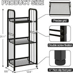 Bookshelf Storage Shelf Bookcase Freestanding Storage Stand for Living Room, Bedroom, Kitchen, Rust Resistance, Easy Assemblyl Free Combination Multi-Functional Organizer (3 Tiers, Black)