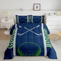 Feelyou Kids Golf Print Comforter Set Queen Size Ball Sports Bedding Set for Boys Girls Teens Bedroom Decor Golf Ball Lover Comforter Women Men Ball Games Duvet Set with 2 Pillow Case
