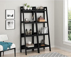 Ameriwood Home Lawrence 4 Shelf Ladder Bookcase Bundle, Black