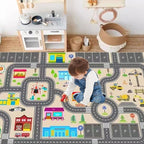 Kids Rug Play Mat for Toy Cars,City Life Road Traffic Educational Carpet,Have Fun Throw Rug,Non-Slip Nursery Rug for Boy and Girl Bedroom 180×270cm/71×106in