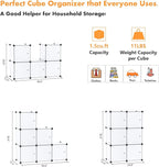 C&AHOME Cube Storage Organizer with Doors, 6-Cube Shelves, Closet Cabinet, DIY Plastic Modular Bookshelf Ideal for Bedroom, Living Room, 36.6”L x 12.4”W x 36.6”H White USBTM3006B-DOOR