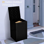55 Gallon Black Resin Deck Box - Lockable, Waterproof Outdoor Storage for Packages & Patio Essentials - Rustproof Utility Box with Handles for Porches, Pools & Backyards