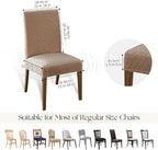 MOSAYT 100% Waterproof Dining Room Chair Covers Set of 6, Super Fit Stretch Jacquard Parson Chairs Slipcovers Removable Washable Chair Seat Protectors for Home, Kitchen, Banquet (Khaki - XL)