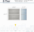 Apexa 2-Tier Cube Storage Organizer Shelves, Stackable Wood Bookcase Fits Cubby Bins for Organization, Dorm Teen Room Decor & Home Office, White