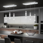 OKELI Smart 3-Light LED Pendant Lighting for Kitchen Island, 18W 1350LM Adjustable 3000K-6000K, Dimmable via TUYA App & Voice Control (Alexa/Google Home), Modern Crystal Bubble Pendant,Chrome Square