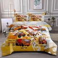 Kids Construction Vehicles Truck Comforter for Boys Full,Cartoon Car Excavator Tractor Bedding Set,Construction Christian Spirational Quotes Comforter with 2 Pillowcases Yellow
