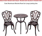 3 Piece Bistro Set,Outdoor Patio Set,Anti-Rust Cast Aluminum Bistro Table Set for Park Yard Front Porch Furniture(New Brown)…
