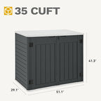 DWVO Outdoor Weather-Resistant Horizontal Storage Shed, 35 Cu Ft Capacity, Lockable and Waterproof, Suitable for Storing Garden Tools, Dark Gray