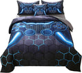 JQinHome Twin Gamer Comforter Set for Boys,6 Piece Bed in A Bag 3D Video Game Bedding -All Season Soft Microfiber Down Alternative Comforter Gamer Bedding Sets for Kids