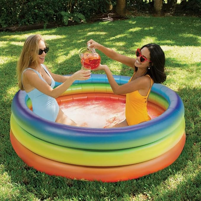 Poolcandy Inflatable Sunning Pools for up to 3 Adults (Rainbow Blue, Yellow, and Orange Inflatable Sunning Pool)