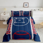 Feelyou Baseball Print Bedding Set King Size Sports Game Comforter Set for Kids Boys Girls Decor Baseball Gaming Comforter Microfiber Ball Duvet Set Bedroom Quilt Set