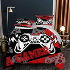 Sunnycitron Gamer Bedding Set for Boys Gamer Comforter sets Queen Gaming Bedding Kid's Comforter Set Boys Teen Gamepad Gaming Comforter,1 Comforter 2 Pillowcases