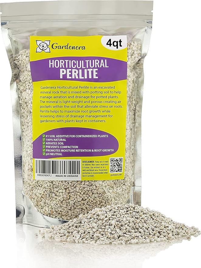 Premium Organic Perlite - (Made in Ukraine) Horticultural Soil Amendment for Indoor & Outdoor Container Plants for Drainage Management and Enhanced Growth - 4 Quart