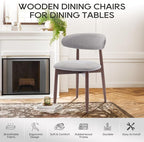 COLAMY Wooden Dining Chairs Set of 4, Modern Fabric Upholstered Dining Room Chair, Farmhouse Kitchen Chair with Foot Pegs, Light Grey