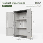 Aoxun 64 Cu.Ft Outdoor Storage Shed with Floor and 2 Shelves, Waterproof Horizontal Resin Cabinet for Garage Storage, Pool Storage, Bike Shed, Garden Shed
