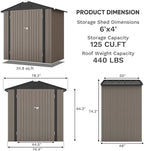 Patiowell 6x4 FT Outdoor Storage Shed, Garden Tool Storage Shed with Sloping Roof and Double Lockable Door, Outdoor Shed for Garden Backyard Patio Lawn, Brown
