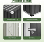 6x4 Ft Metal Outdoor Storage Shed with Window & Floor Base, 0.25mm Galvanized Steel Metal Garden Shed Waterproof with Lockable Door for Backyard, Patio, Garden, Dark Grey
