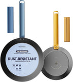Carbon Steel Frying Pan Set, 8 & 10 Inch Nitrided Skillets | 2 Versatile Sizes for Everyday Meals; Natural Patina Builds Over Time without Chemical Coatings