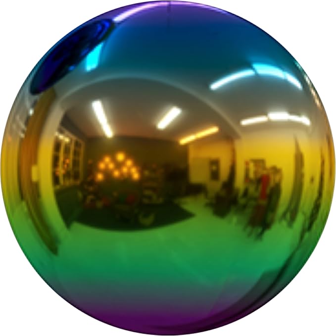 12 inch Diameter Gazing Ball,Rainbow Stainless Steel Polished Reflective Smooth Garden Sphere Globe Mirror,Colorful and Shiny Addition to Any Garden or Home