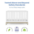 Delta Children Jade 4-in-1 Convertible Crib - Greenguard Gold Certified, Bianca White/Bronze