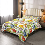 Erosebridal Dinosaur Comforter Set Kawaii Dino Bedding Set for Kids Girls Boys Teens Bedroom Decor, Retro Animal Duvet Insert Watercolor Wildlife Soft Microfiber Quilt with 2 Pillow Cases, King