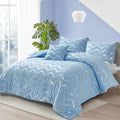 King Comforter Set Blue/Silver Metallic Print Glitter Bedding Set Cute Shinny Bed Sets for Teen Girls Kids Women, 4 Piece (2 Pillowcases, 1 Decorative Pillow Sham)