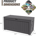 JUMMICO 120 Gallon Resin Deck Box, Large Outdoor Storage Box Waterproof & Lockable for Garden, Patio, Pools (Gray)