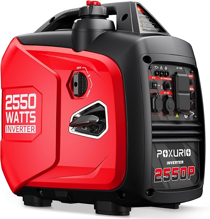 2550-Watt Portable Inverter Generator for Home Use, 1.06Gallon Large Fuel Tank Up to 10 Hours Use, 120V Gas Powered Generator Super Quiet - EPA Compliant-Red