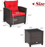 3 PCS Patio Furniture Set, OneSize, Red