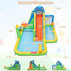BOUNTECH Inflatable Water Slide, Elephant Surfing Slide Kids Water Park Jump Bouncy Castle w/Blower, 2 Splash Pools, Hide&Seek Cave, Outdoor Water Slides Inflatables for Big Kids Backyard Party Gifts