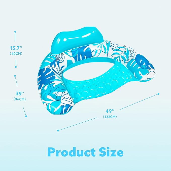 SLOOSH Inflatable Pool Floats Adult,2 Pack Pool Chairs with Cup Holders,Blow up Floats Chair,Hammock Noodle Mat for Relaxing Summer Water Fun Swimming Party Beach