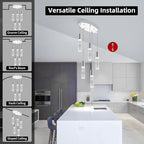OKELI Smart Dimmable LED 5-Light Pendant Light for Kitchen Island, 18W 1350LM Modern Bubble Crystal Island Light Fixture with TUYA App & Voice Control, Adjustable 3000K-6000K, Electro-Chrome