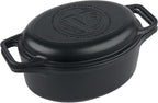 Victoria 6-Quart Cast Iron Oval Dutch Oven, Combination Combo Cooker Pot and Skillet, Bread Baker, Made in Colombia, 2-Piece Set | Combination Combo Cooker Pot and Skillet Lid, Bread Baker, Made in Colombia