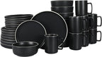 Gibson Home Zuma Nuevo 32 Piece Plates, Bowls, and Mug (Service for 8) Dinnerware Set - Black