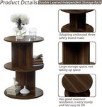 ECYIL Double Layered Independent Storage Rack, Full Circular Color Blocking Bookshelf, Suitable for Home, Office, Living Room, etc (walnut)