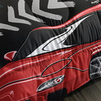 Axolotl Car Comforter Set Twin Size,Cool Speed Race Car Comforter for Kids Boys Girls Teens Bedroom,Extreme Sport Quilt Duvet 1 Comforter 2 Pillowcase Car Racing Gifts,Blue Red Orange