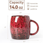 Rustic Red Ceramic Coffee Mug 14oz - Handcrafted Artisan Mug with Comfortable Handle, Unique Design for Coffee Lovers, Dishwasher Safe