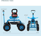 Rolling Garden Tool Cart with Seat Heavy Duty Scooter with Handle and Storage for Seniors Garden Cart on Wheel,Blue