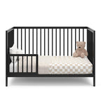 Graco Teddi 5-in-1 Convertible Crib (Black) – GREENGUARD Gold Certified, Converts to Daybed, Toddler & Twin Bed with Headboard and Footboard, Adjustable Mattress Height