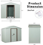 8 x 4 FT Outdoor Storage Shed, Metal Garden Shed with Floor Frame, Tool Shed Outdoor Storage with Lockable Sliding Doors & Air Vents, Storage House Waterproof for Backyard, Lawn, White