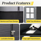 8x6ft Resin Outdoor Storage Shed with Floor and 2 Windows, Plastic Sheds & Outdoor Storage Clearance for Patio Furniture, GardenTools, Bike Accessories and Lawn Mower, Black+Grey