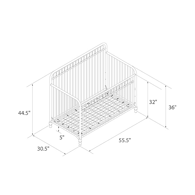 Little Seeds Ivy 3-in-1 Convertible Metal Crib, Off White