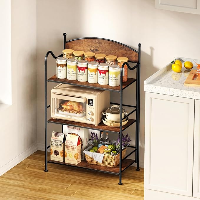 Folding Bookshelf No Assembly, 3 Shelf Black Folding Bookcase,Industrial Small Metal Corner Display Book Shelf with Storage Shelves for Bedroom,Living Room, Home Office Organization