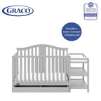 Graco Solano 4-in-1 Convertible Crib and Changer with Drawer (Pebble Gray) – Crib and Changing Table Combo with Drawer, Includes Changing Pad, Converts to Toddler Bed, Daybed and Full-Size Bed
