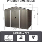 6x8 FT Outdoor Storage Shed, Metal Garden Shed with Frame Floor, Outside Tool Shed with Lockable Sliding Doors, Waterproof Storage Building with Sloped Roof for Backyard, Patio, Lawn, Gray