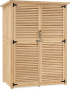MCombo Outdoor Storage Cabinet, Wooden Storage Shed with Latch, Outside Garden Tool Shed with 2 Doors for Patio Yard Lawn, 1900 (Natural, Large)